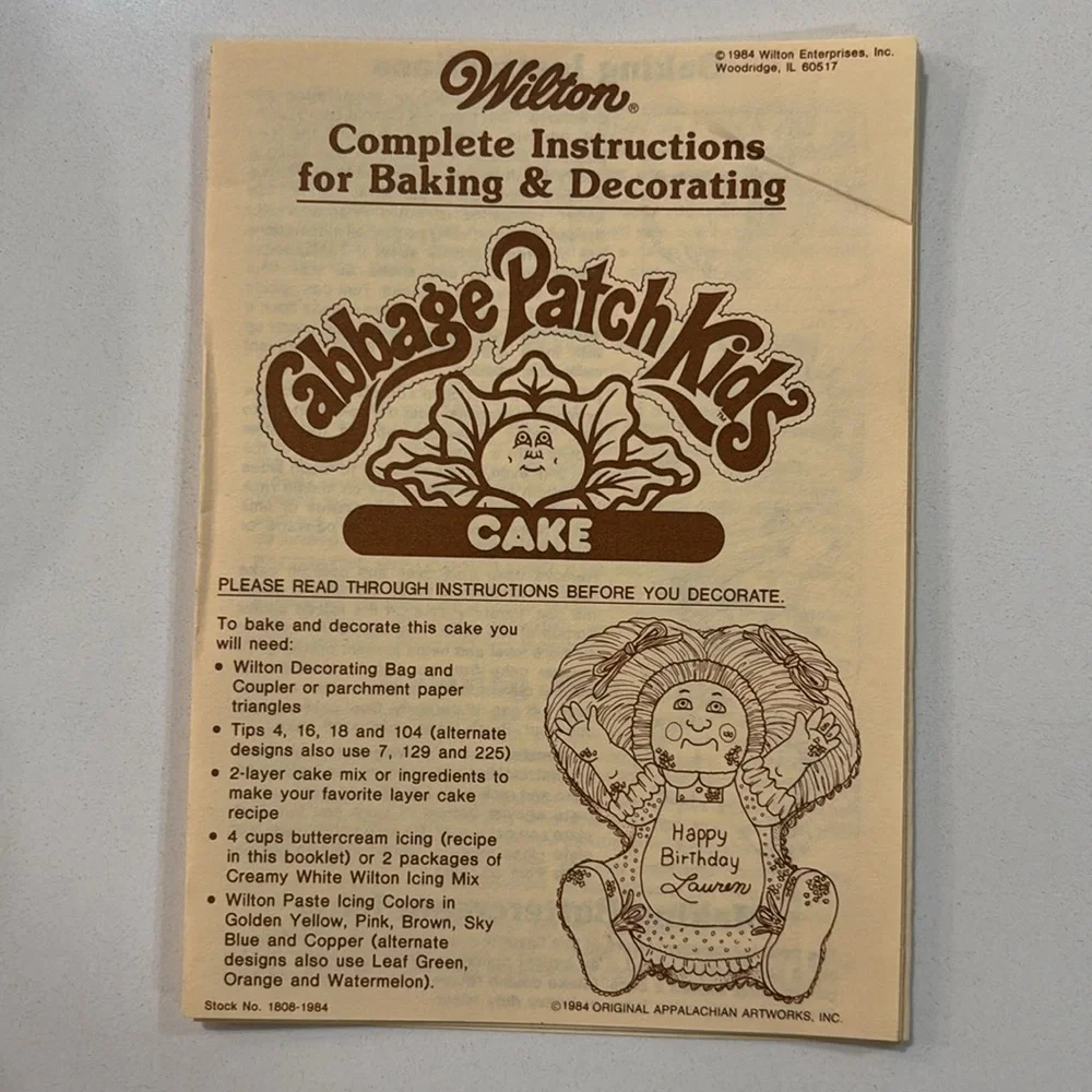 Vintage 1984‎ Wilton Cabbage Patch Kids Cake Pan 2105-1984
